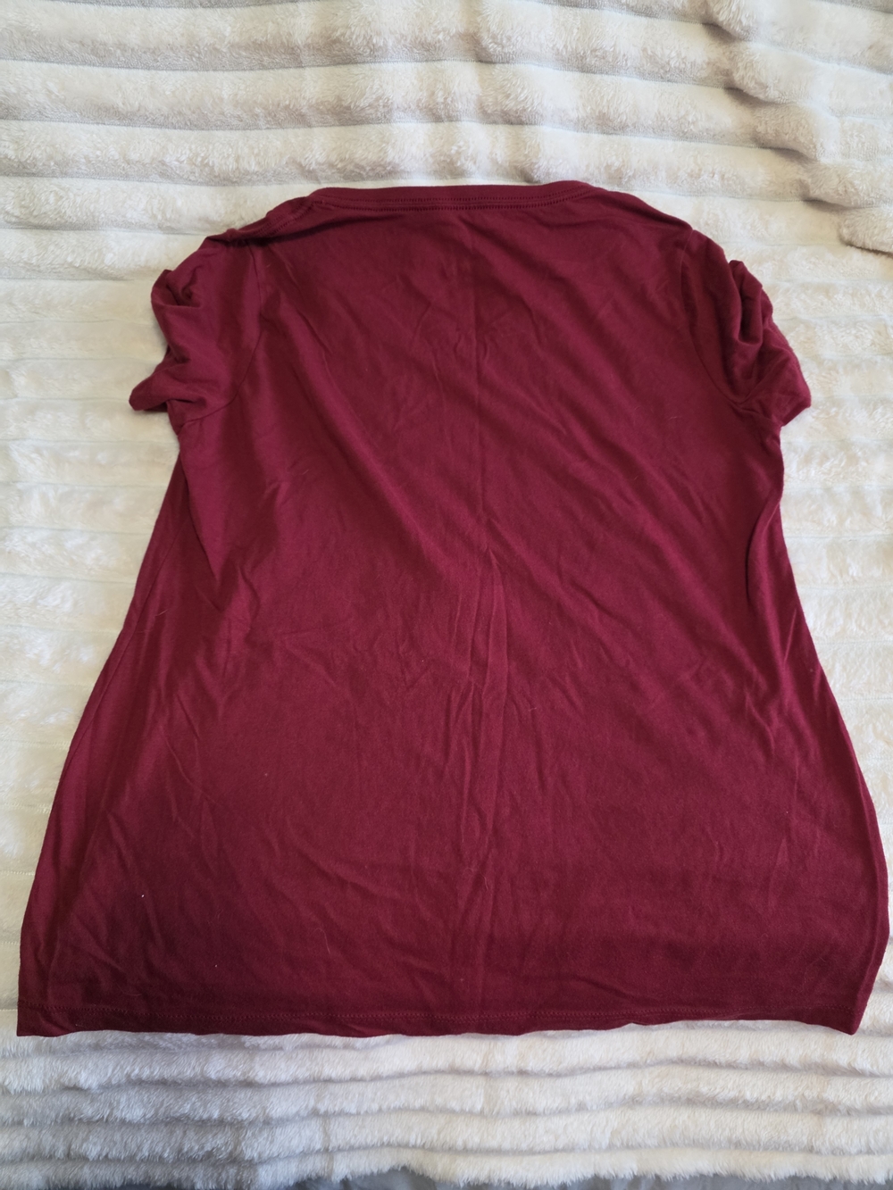Forever Trendy Burgundy V-Neck Tee with Gold Script - Picture 3 of 8